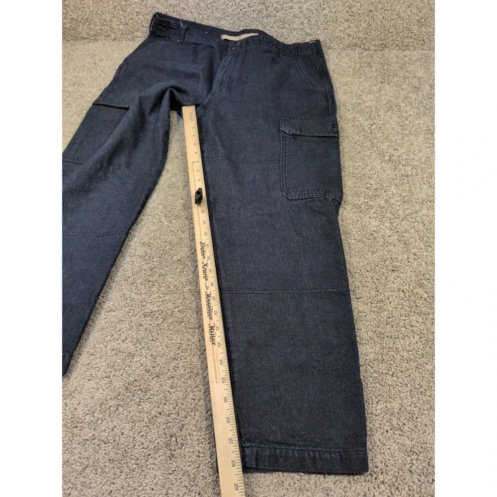 Banana Republic Mens 38x32 Cargo Pants Indigo Blue Cotton Straight Leg Utility